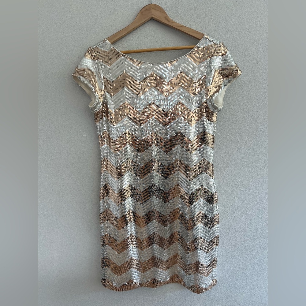 White House Black Market Chevron Sequin Mini Dress